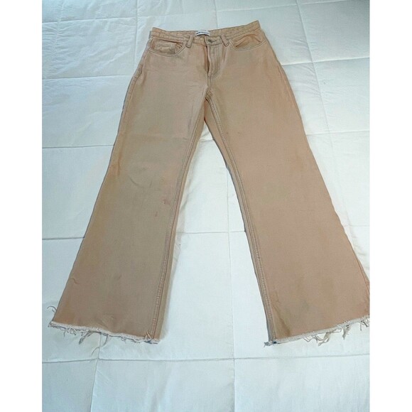 Zara Boot Cut Fit Denim Cropped Jeans Women's Color Peach size US 6 EUR 38 - Picture 1 of 8